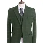 Windproof Business Grid Check Fancy Suiting Plaid Men's Vest Can Match Coat and Pants