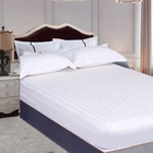 100% Cotton Satin Stripe Hot Wholesale Hotel Linen Soft Bedding Set Skirt Fitted Bed Sheet
