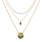 Abalone Shell Evil's Eye Pendant Natural Color Abalone Shell Multilayer Round Pendant Necklace