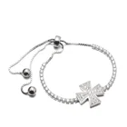 1000S Trendy Silver Jewelry AAA Cubic Zirconia Bracelet White Brilliant Cross Tennis Bracelet For Girlfriend