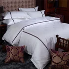 Cotton white hotel room bed linen bedding set 4 pcs, bedroom set for hotel