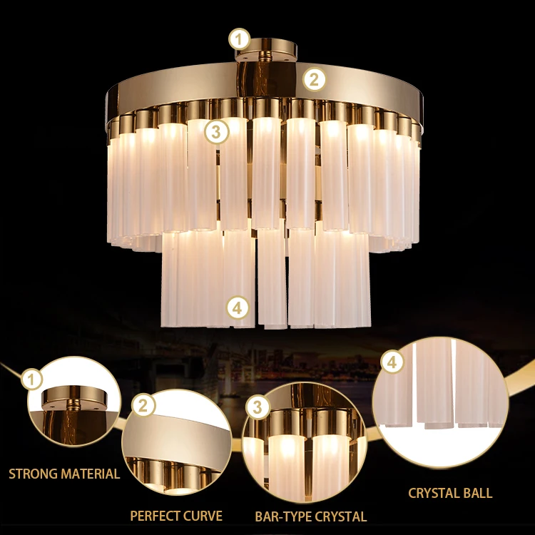 Living Room Lighting New Design Modern Frosted Glass Round Hanging Chandelier
