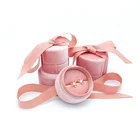 SUNDO High Quality custom round pink wedding ring jewellery packaging boxes velvet gift jewelry box