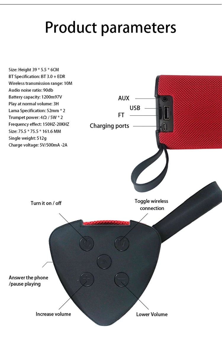 2019 Trending Products H-PT-12 BT Speaker Portable BT Bass Wireless Speaker TF Card 5W Outdoor Speaker - ANKUX.COM
