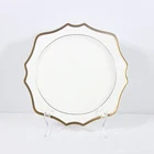 Luxury royal floral white round porcelain dinnerware wholesale custom 24k gold rim new fine bone china dinner plate set