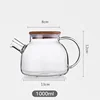 Made In China Handmade Transparent Heat Resistant 1000ml Glass Cold Water Pot With Wooden Cover For Home