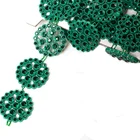 wholesale green round shape tassel crystal trimming hot fix rhinestone chain roll strass banding for wedding accessories