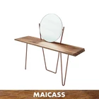 Stainless steel legs wooden console table with mirror