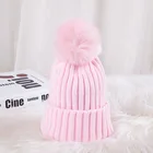 New fashion street children cute pom pom warm knit winter hat