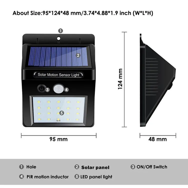 Smart Power Home Wall Waterproof Outdoor Motion Sensor LED Solar Garden Light