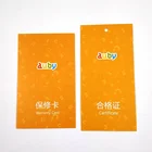 Custom Printing Product Quality Certificate Card Warranty Hang Tag Paper Cards
