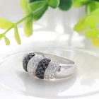 925 Silver Black Zirconia Women 925 Sterling Silver Rings White And Black Cubic Zirconia Party Engagement Ring