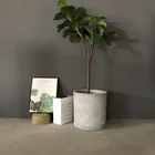 Flower Pot Outdoor Modern Gray Round Cement Bonsai Flower Pot Big Flower Pot Garden Outdoor Of High Quality