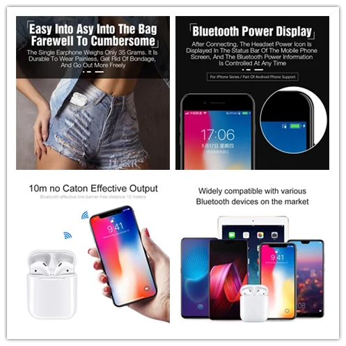 i12 TWS 2019 NEW RedMark Original BT Bluetooth 5.0 Earphone Wireless 40mAh/350mAh Touch control Earbuds Sport Headsets tws i12 - ANKUX.COM