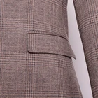 Tailored knit stretch slim check brown blazer party man suit korean style young men formal suits with half lining