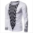 Fashionable Men's Clothing 3D Printing Round Collar Long Sleeve Casual Men Base T-shirt