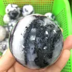 Wholesale natural black tourmaline healing sphere crafts crystal stone quartz ball for gifts