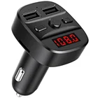 AGETUNR T60 Bluetooth 5.0 car fm transmitter U-disk DC 2.4A USB charger display screen car mp3 player light effect-Red
