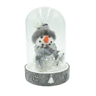 New design crafts gifts custom holiday lighting christmas decoration clock glass dome with snowman lights