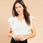 Side Blouse New Fashion Womens Summer Polka Dot Side Tie Blouse Shirts