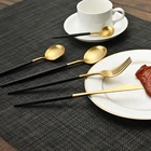 304 Black and Gold Western Restaurant Stainless Steel Wedding Metal Spoon Fork Cutlery