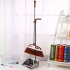 Brown Durable Combination Broom And Dustpan Set Upright