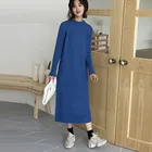 Winter 2019 popular korean fashion girls knitting sweater dress women pullover long sleeve maxi casual dresses