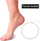 New New Arrival Sparkling Cubic Zirconia Crystal Baguette Tennis Anklets For Women In Gold Plated