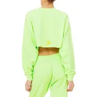 Lady China Supplier OEM Logo Latest Design Lady Pullover Hoodies Women Long Sleeve Crop Top