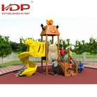 Kids large plastic amusement park slides wooden outdoor playground equipment