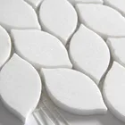 Thassos white polished leaf shape design irregular marble mosaics wall tiles