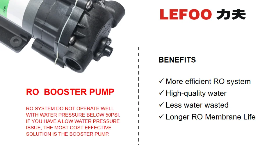 LEFOO 2019 Standard 50-100G Reverse Osmosis Diaphragm Booster Pump for Water Purifier