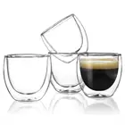 Espresso Cups 4 Ounce (Top to The Rim) Double-Wall Insulated Glasses Handmade Glass