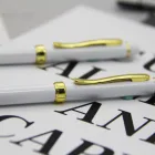 Low quantity white hotel advertising customized logo ballpoint pen metal
