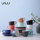 Coffee shop used 200ml matte glaze multi-colored cup and saucer set porcelain / tea cup and saucer