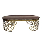 living room furniture stainless steel frame gold oval marble dining table