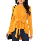 Wholesale Spring Autumn New Shirt Office Casual Blouse For Woman O-neck Loose Ruffled Long Sleeve Blouse Women 2019
