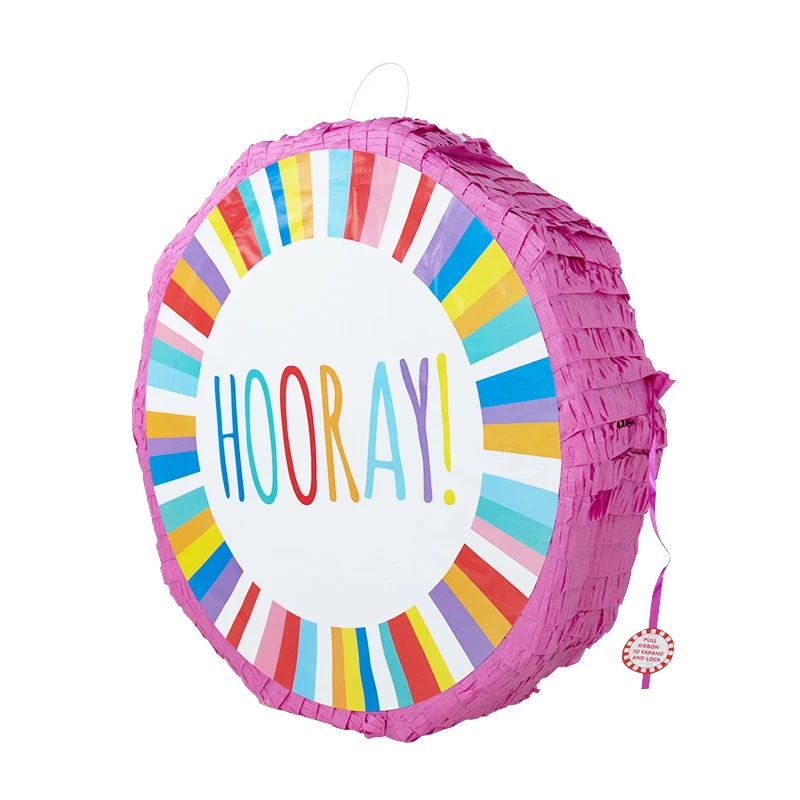 ¡Hurra plegable piñata de cuerda pastel de cumpleaños, favores de Partido de la boda decoración