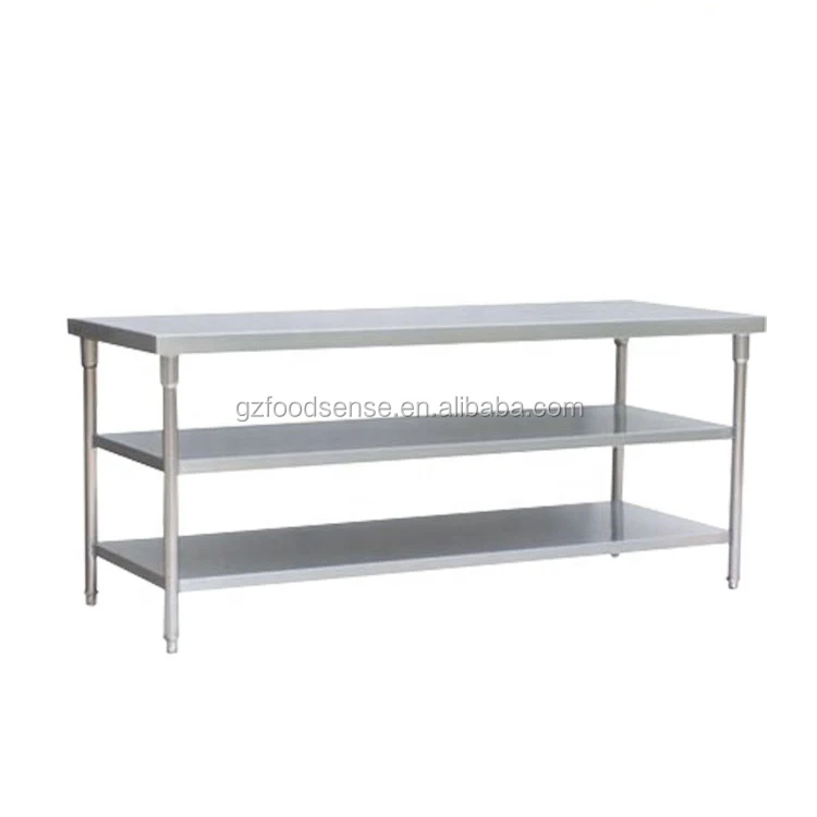 high quality Stainless Steel 3 layer work table with under shelf /workbench table price