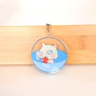 Promotional wholesale clear fashion customized made logo printed light cartoon anime charms plastic acrylic keychain
