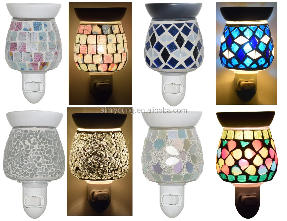 Decorative glass art aroma candle wax cube fragrance melts warmer night light plug in warmer