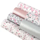 6pcs/set Mix Animal Floral Print Pearl Vegan Leather Sheets For Hair Bows 89956