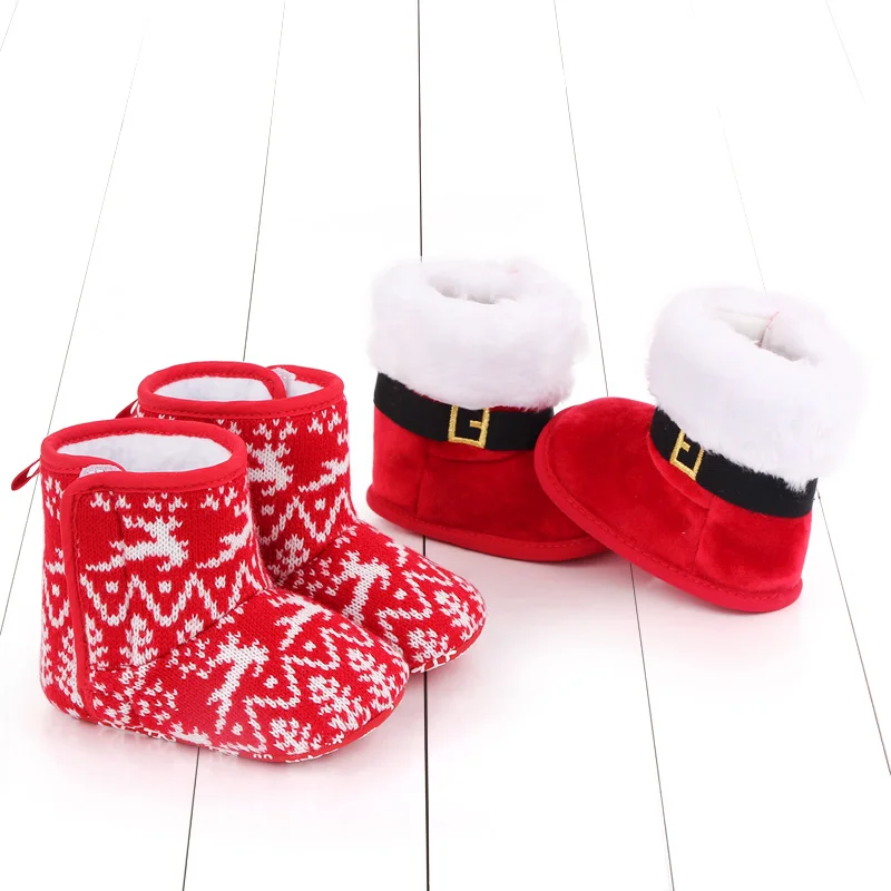 wholesale RED solid Warm Booties Newborn walking Baby Shoes Boots details