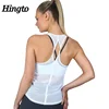 Custom sexy cross fit sleeveless mesh yoga singlet sports gym tank tops white fitness women