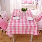 New popular wholesale eco friendly pink lattice checks picnic kitchen cotton polyester table cloth