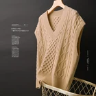 Casual v-neck wool vest female loose sleeveless knitted vest autumn sweater for women