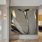 Modern Abstract Gold Leaf Silver Foil Canvas Painting Wall Art Wall Decor For Living Room Home Decor