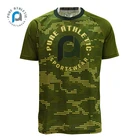 Pure 100% Polyester Collarless O-Neck Short Sleeves Military Men Woodland Camouflage Custom T Shirt