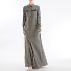 2019 Fashion Shirt-neck breathable muslim lady coat button cardigan style front open islamic clothing abaya