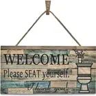 Art Plaque OYEFLY Wall Art Sig Printed Wood Plaque Sign Wall Hanging Welcome Sign Please Seat Yourself